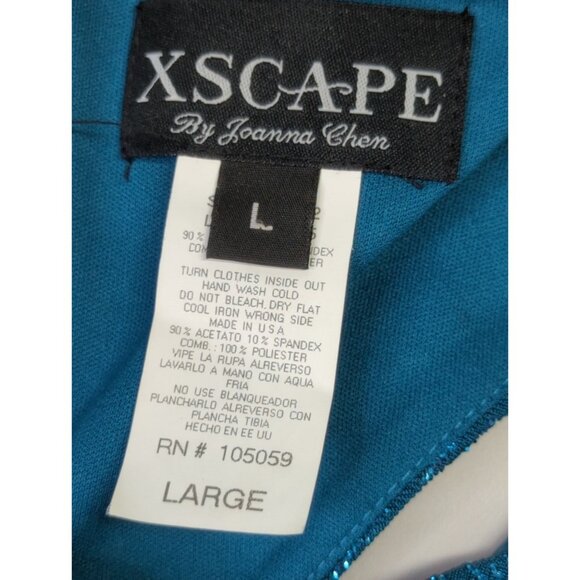 XSCAPE Womens Large Sleeveless Teal Cutout Glitter Tinsel Top 4-Way Stretch - Picture 3 of 9